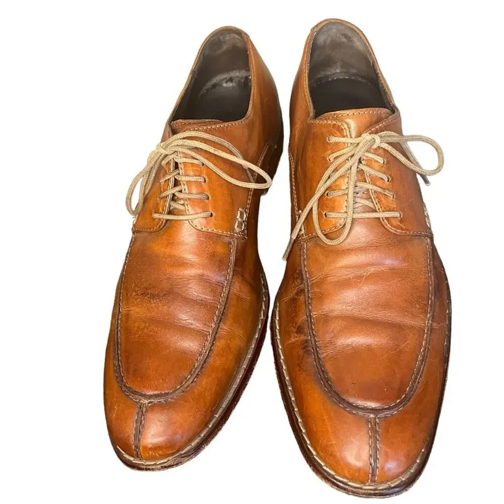 COLE HAAN Brown Leather Classic Lace Up‎ Oxford Stacked Heel Mens Size 9